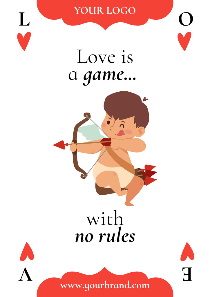 Valentine's Day Phrase with Cute Cupid Poster Tasarım Şablonu