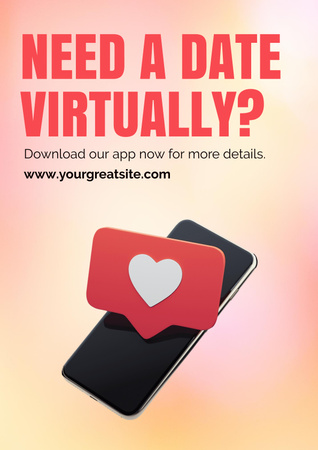 Virtual Dating App Offer on Orange Poster Design Template