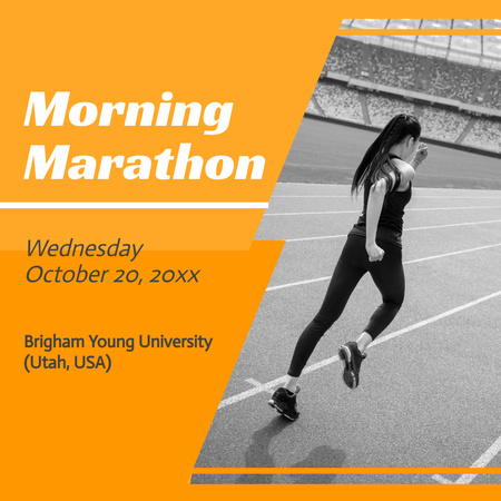 Morning Marathon Announcement with Athletic Woman Instagram Design Template