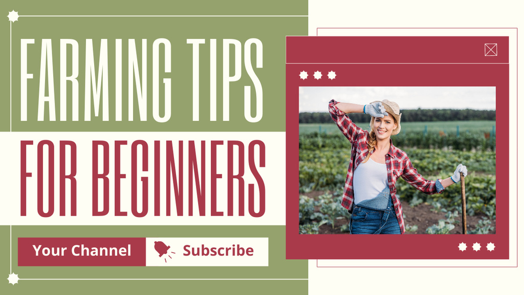 Farming Tips for Beginners Youtube Thumbnail Modelo de Design