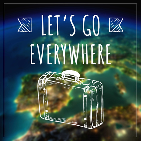Travel inspiration with Suitcase on Earth image Instagram AD Design Template