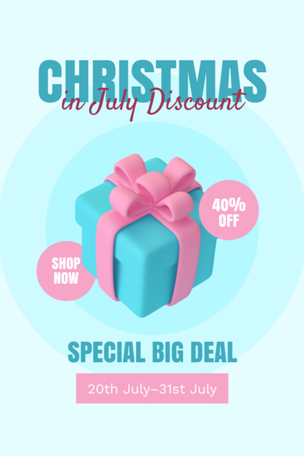 Magical Christmas in July Sale Ad Flyer 4x6in Design Template