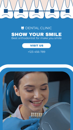 Woman Patient in Dental Clinic Instagram Video Story Design Template