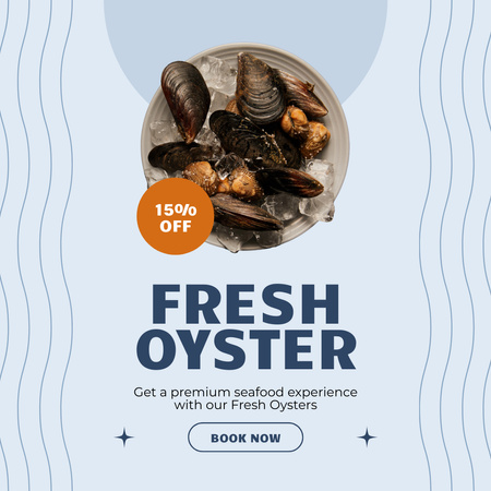 Offer of Fresh Oysters with Discount Instagram Design Template