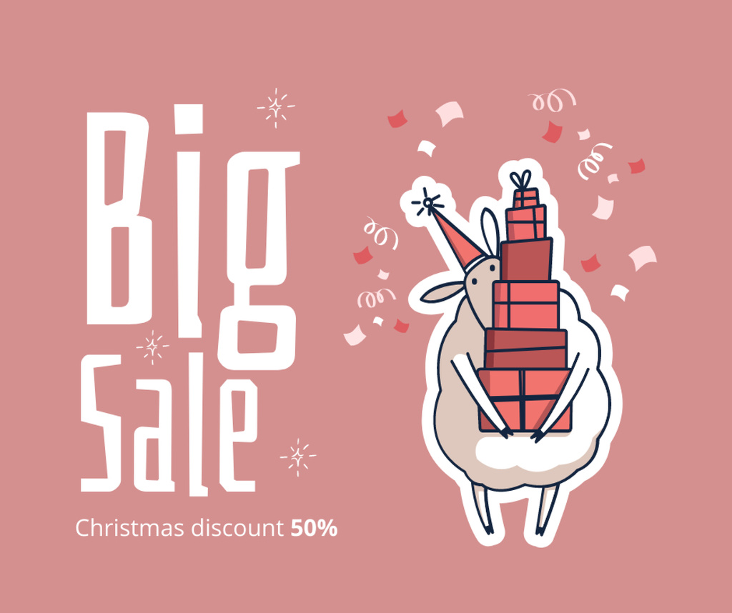 Christmas Holiday Sale Announcement Facebook Design Template