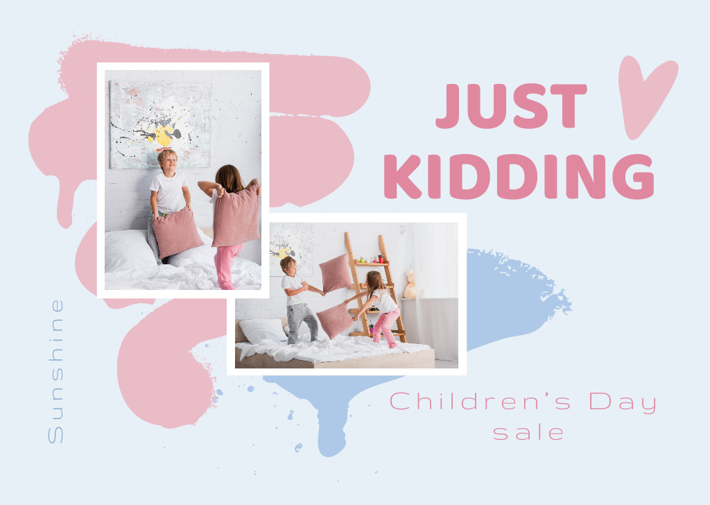 Ontwerpsjabloon van Card van Collage with Children's Day Sale