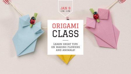 Template di design carino ghirlanda di origami FB event cover