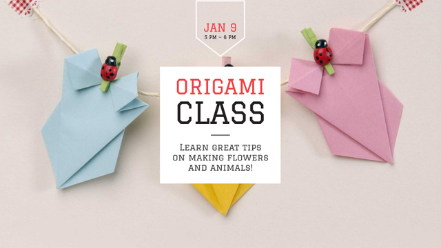 Cute Garland of Origami FB event cover – шаблон для дизайну