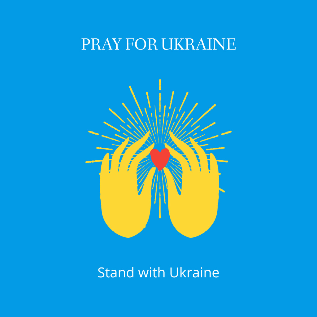 Illustration of Hands with Heart to Support Ukraine Instagramデザインテンプレート