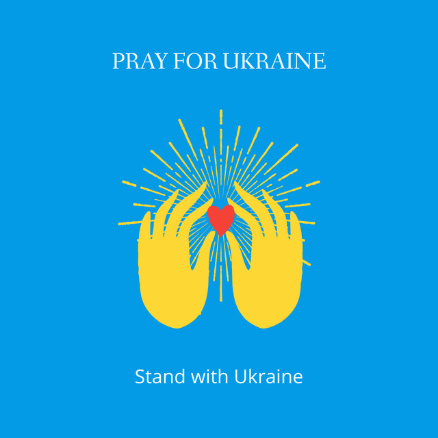 Illustration of Hands with Heart to Support Ukraine Instagram Design Template