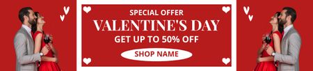 Designvorlage Valentinstag-Verkauf mit glücklichem Paar in der Liebe für Ebay Store Billboard