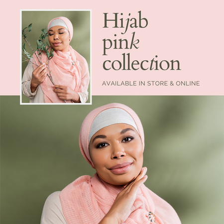 Vaaleanpunainen Hijabs-kokoelma Instagram Design Template