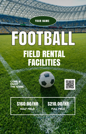 Football Field Rental Facilities Offer Invitation 4.6x7.2in Design Template