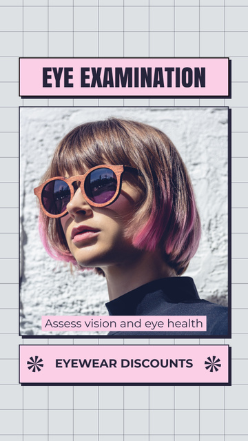 Checking Eyes and Selling Sunglasses at Optical Store Instagram Story Šablona návrhu