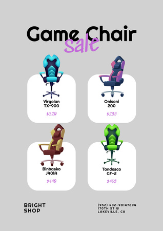 Gaming Gear Ad with Chairs Poster Design Template