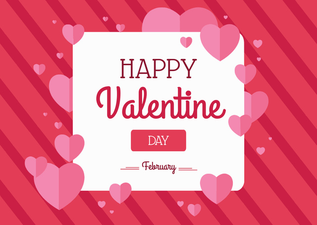 Modèle de visuel Valentine's Day Greeting on Pink with Cute Hearts - Card