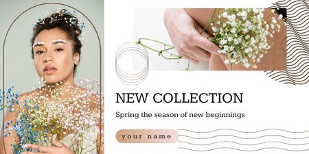 Women's Spring Collection Sale with Beautiful African American Woman Twitter Design Template