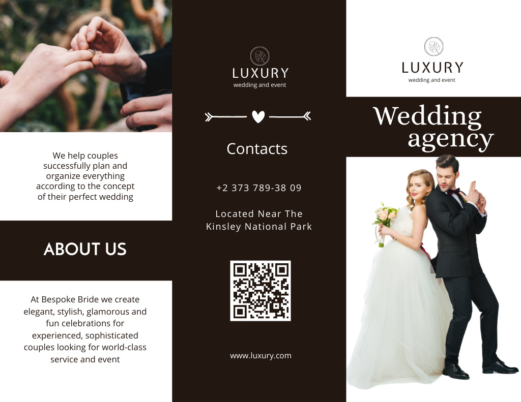 Ontwerpsjabloon van Brochure 8.5x11in van Wedding Agensy Proposal with Cherful Couple