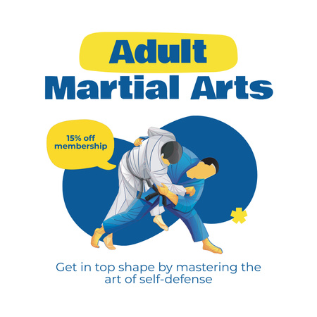 Adult Martial Arts Ad with Couple of Strong Fighters Animated Post Design Template