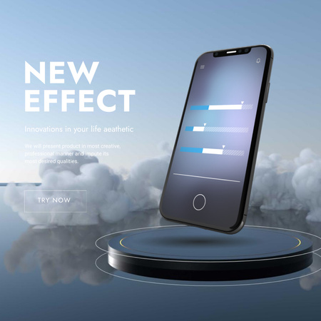 Plantilla de diseño de nuevo efecto de aplicación con smartphone moderno Animated Post 