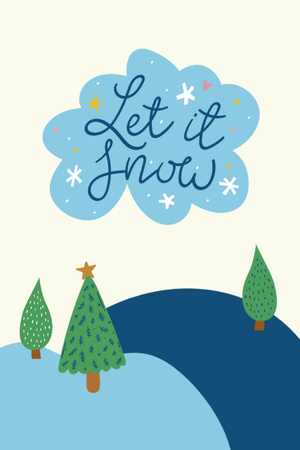Let It Snow on Christmas Holidays Postcard 4x6in Vertical Design Template