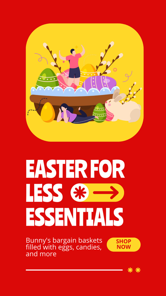 Easter Offer with Illustration of Colorful Eggs Instagram Story Design Template