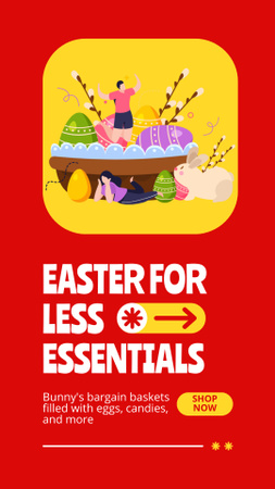Modèle de visuel Offre de Pâques avec illustration d'œufs colorés - Instagram Story