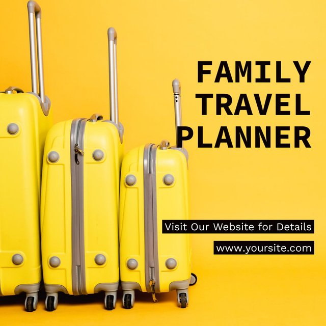 Yellow Suitcases on Wheels for Family Travel Planner  Instagram Šablona návrhu