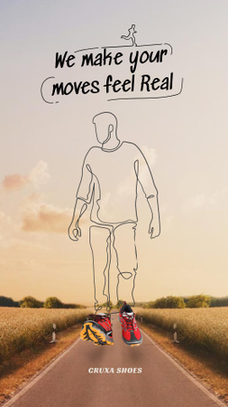 Silhouette of Man walking in comfortable Sneakers Instagram Story Design Template