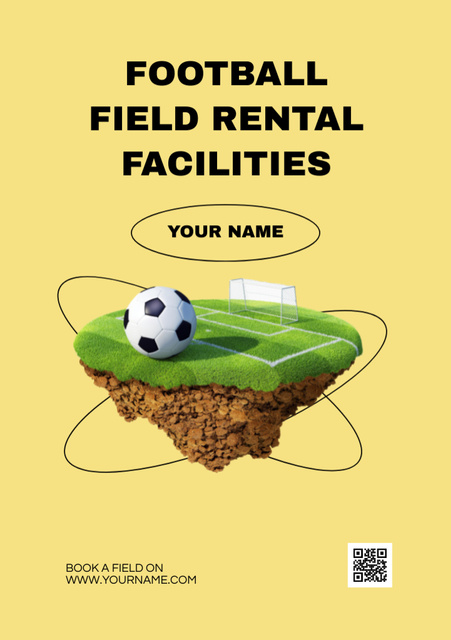 Football Field Rental Facilities Offer Ad Flyer A5 Design Template