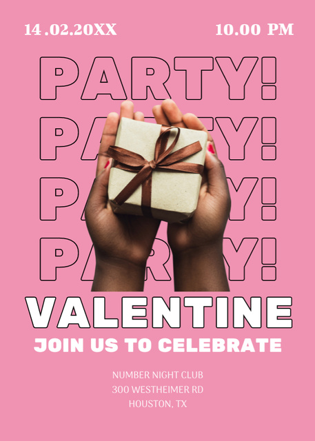 Valentine's Day Party Announcement with Gift Invitation Design Template