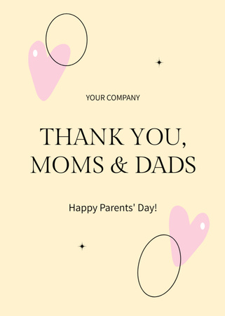 Happy Parents' Day Creative Greeting Card Postcard 5x7in Vertical Tasarım Şablonu