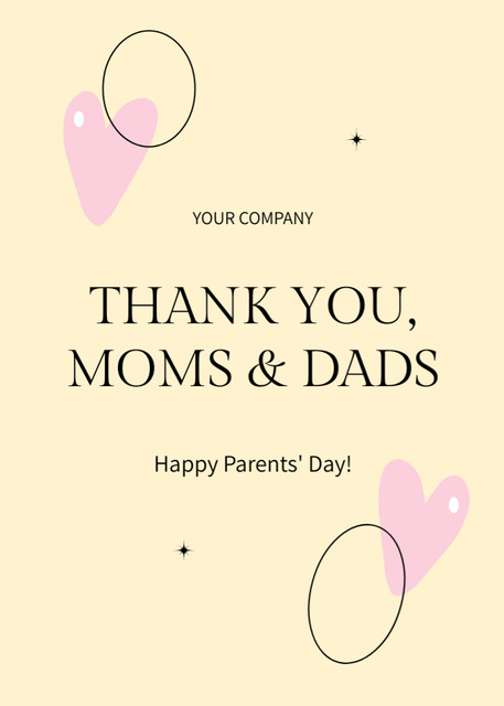 Ontwerpsjabloon van Postcard 5x7in Vertical van Happy Parents' Day Creative Greeting Card