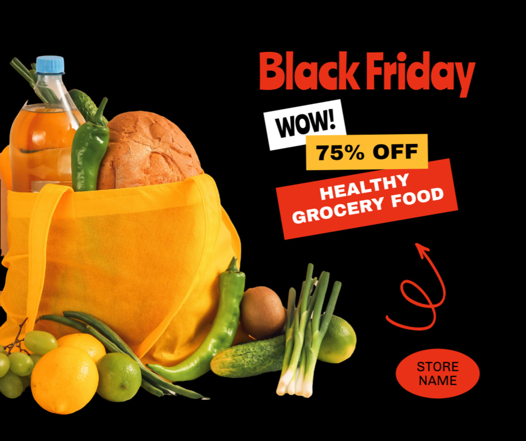 Black Friday Healthy groceries sale Facebookデザインテンプレート