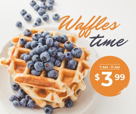 Breakfast Offer Hot Delicious Waffles Facebook Design Template