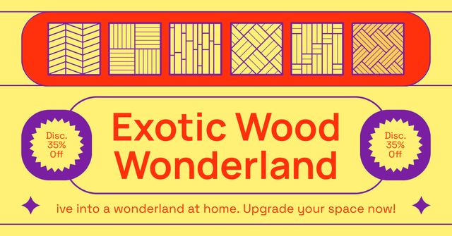 Designvorlage Flooring & Tiling Services with Illustration of Wooden Samples für Facebook AD