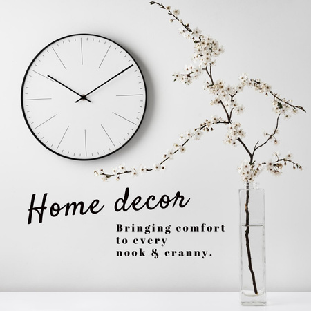 Home Decor Sale Announcement with Flowers in Vase Instagram Design Template