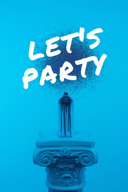 Party Announcement with Aerosol Graffiti Spray Can on Column Flyer 4x6in Design Template