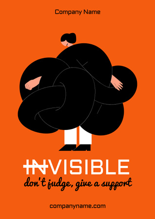 Ontwerpsjabloon van Poster van Motivatie van sociale steun met vreemde vrouw in het zwart