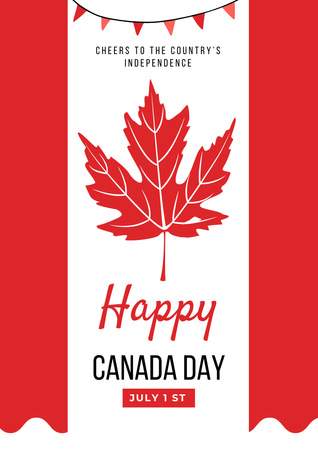 Canada Day Celebration Announcement on Red Poster A3 Modelo de Design