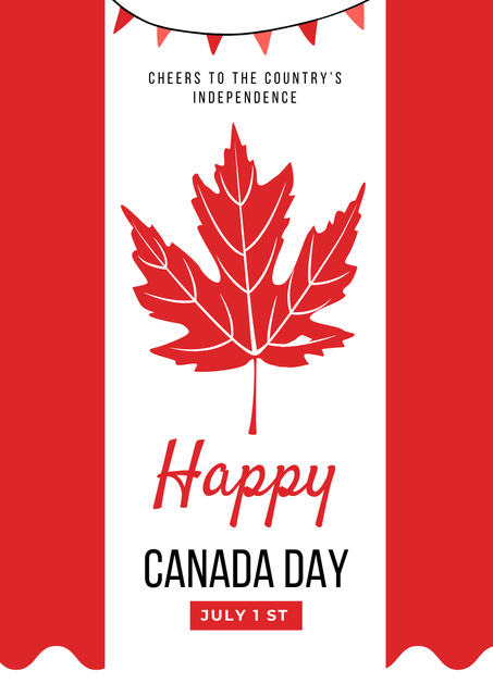 Canada Day Celebration Announcement on Red Poster A3 Design Template