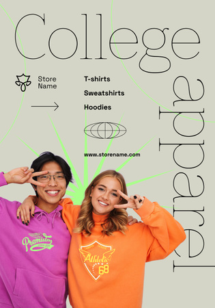 Template di design Giovani studenti propongono abiti per il college Poster 28x40in