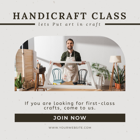 Kézműves foglalkozásokat kínálunk fiatal mesteremberrel Instagram tervezősablon