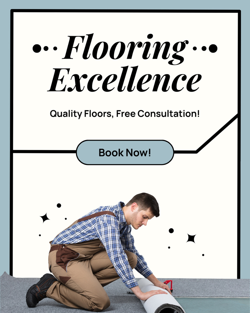 Excellent Flooring With Carpet And Booking Offer Instagram Post Vertical Tasarım Şablonu