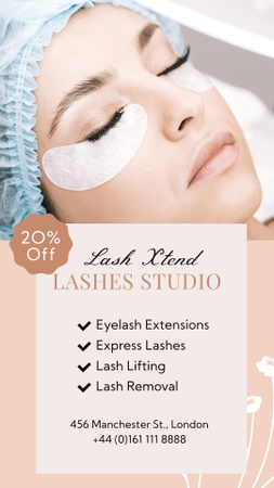 Lashes Beauty Studio Services Offer With Discount Instagram Story Design Template