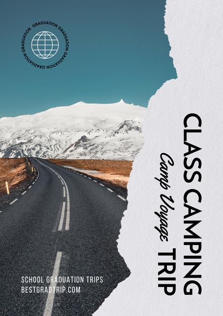 Students Trips Ad with Highway in Mountains Poster A3 Design Template