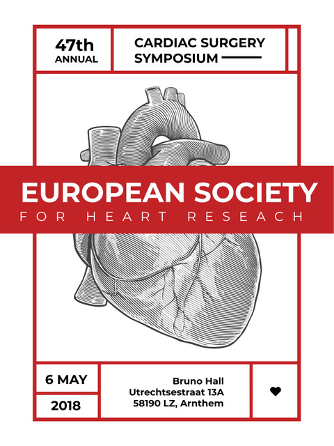 Cardiac Surgery Heart sketch Poster USデザインテンプレート