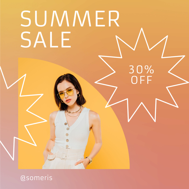 Ontwerpsjabloon van Instagram van Summer Female Fashion Clothes Sale on Gradient