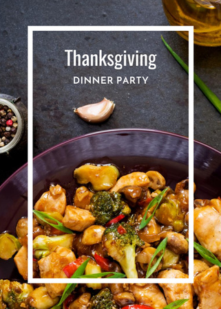 Ontwerpsjabloon van Flayer van Roasted Turkey for Thanksgiving Dinner Party