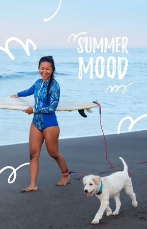 Girl with Dog and Surfboard IGTV Cover Design Template
